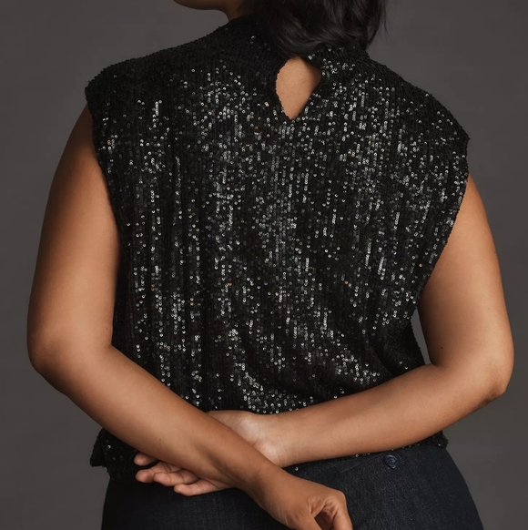 Black Sequin Sleeveless Top - Picture 11 of 11